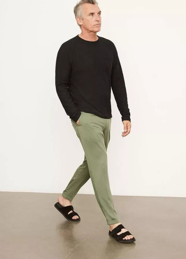 Translation missing: en.Vince Men's 100% Lyocell Solid Cuffed Regular Fit Pants in Yucca Pine-Size 34