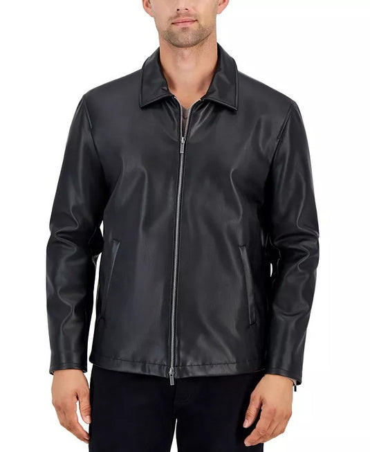 Translation missing: en.Alfani Men's Faux-Leather Jacket in Deep Black-XL 44-46