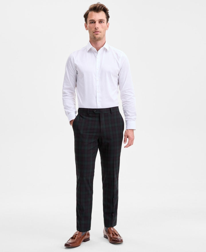 Translation missing: en.Bar III Men's Slim-Fit Plaid Suit Separate Dress Pants Green Burgundy-33x32