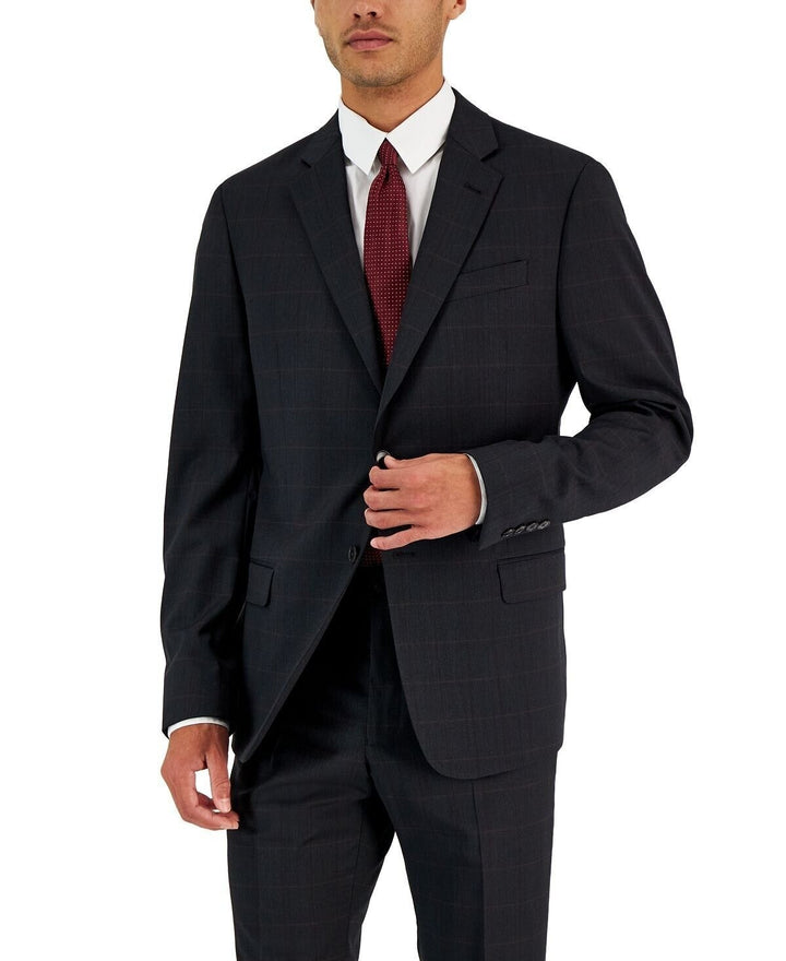 Translation missing: en.AX Armani Exchange Mens Wool Blazer Grey With Merlot Windowpane 44L