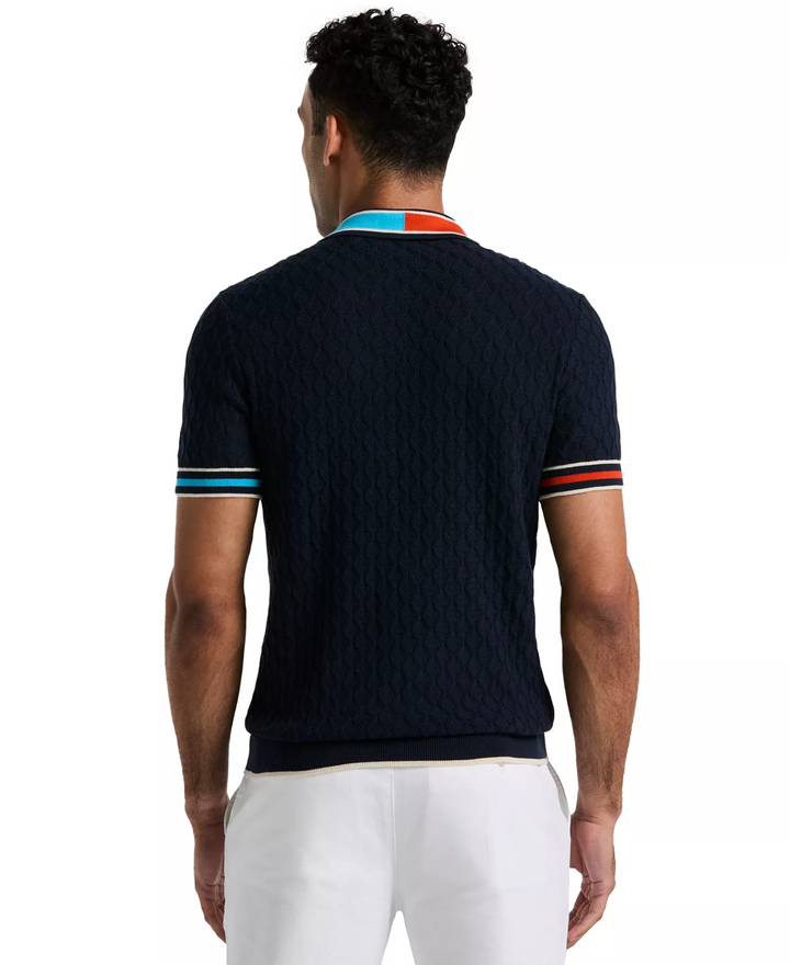 Translation missing: en.Original Penguin Men's  Cotton Pointelle Ribbed Sweater Polo Shirt Blue-XL