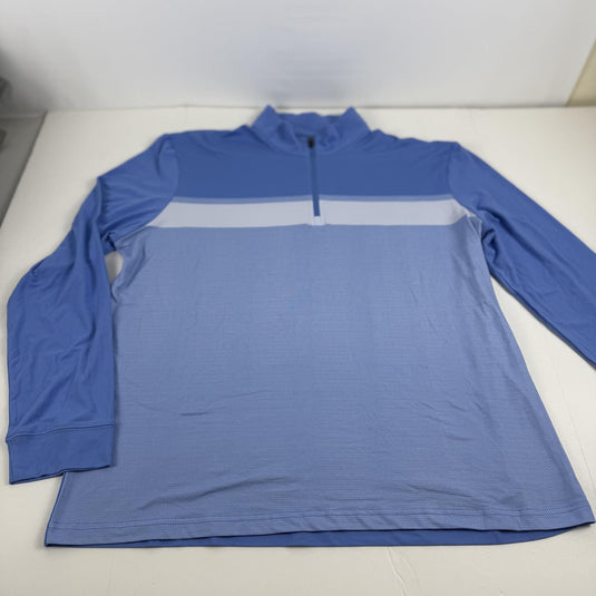 Translation missing: en.PGA Tour Chest Stripe Ombre Long Sleeve Quarter-Zip Golf Sweater LT Blue Size XL