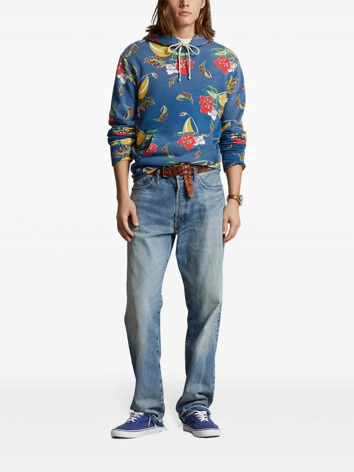 Translation missing: en.Polo Ralph Lauren Hoodie Men's Small Azure Sail Blue Sailboat-Floral Fleece