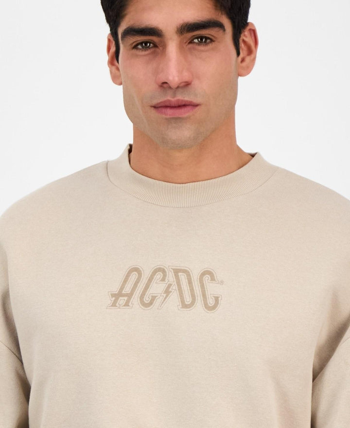 Translation missing: en.Tai Apparel Men's Ac/Dc Relaxed Fit Crewneck Graphic Sweatshirt Beige-XL