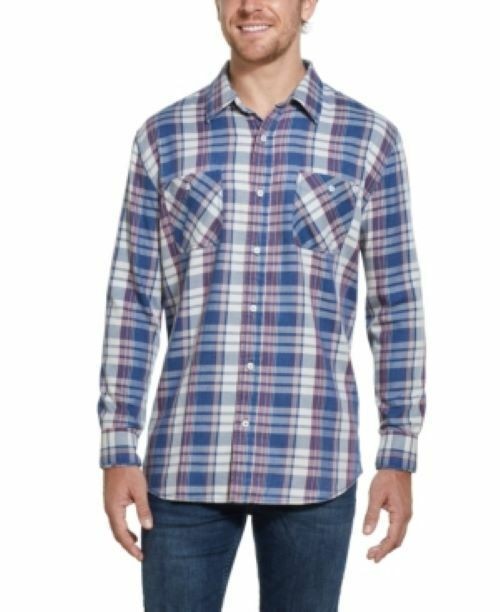 Translation missing: en.Weatherproof Vintage Men's Burnout Flannel Shirt Patriot Blue-Size Small