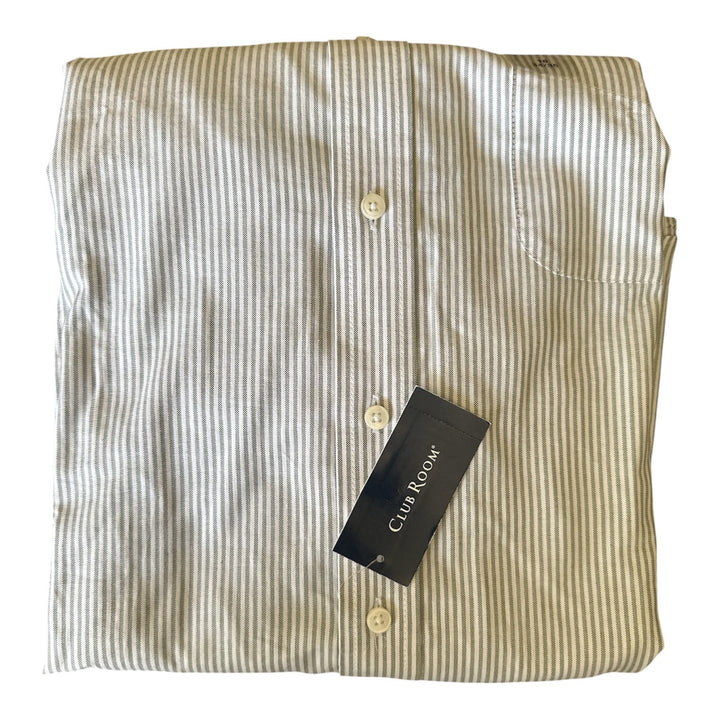 Translation missing: en.Club Room Men's Regular Fit University Stripe Dress Shirt Bronze Green-18 34/35