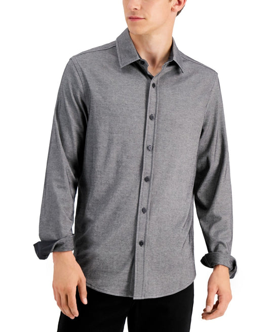 Translation missing: en.Alfani Men's Reg-Fit Supima Cotton Birdseye Button-Down Shirt Dark Lead-Small