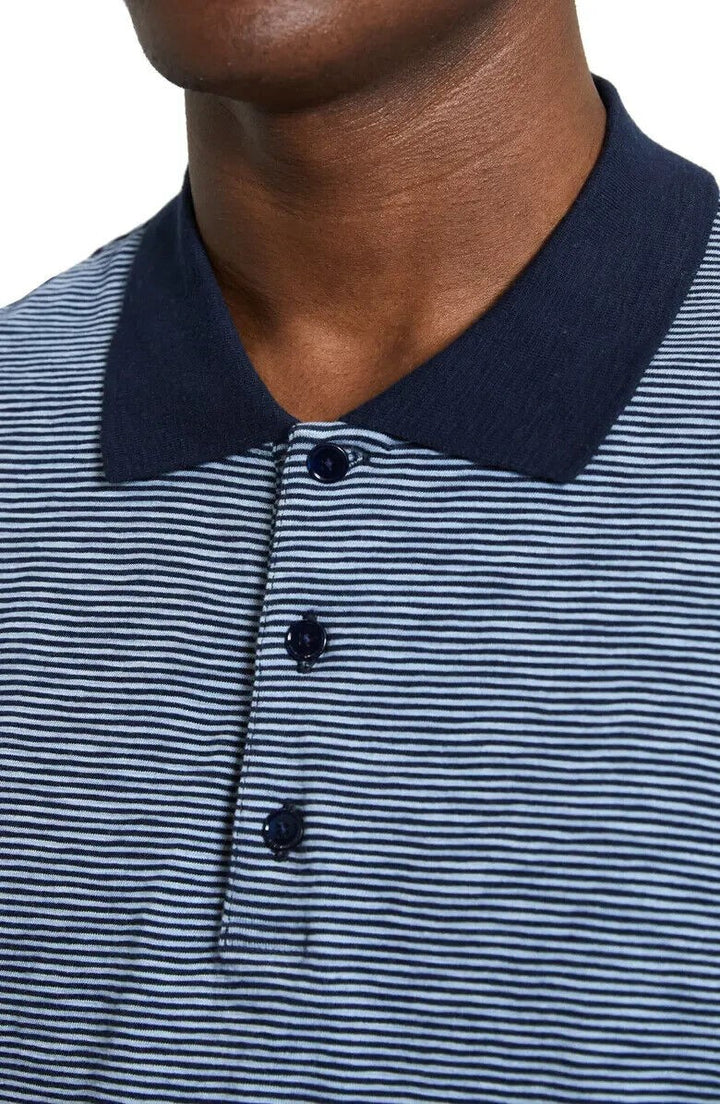 Translation missing: en.Theory Men's Bron Stripe Cosmos Slub Cotton Polo in ORY Baltic/Heron-Medium