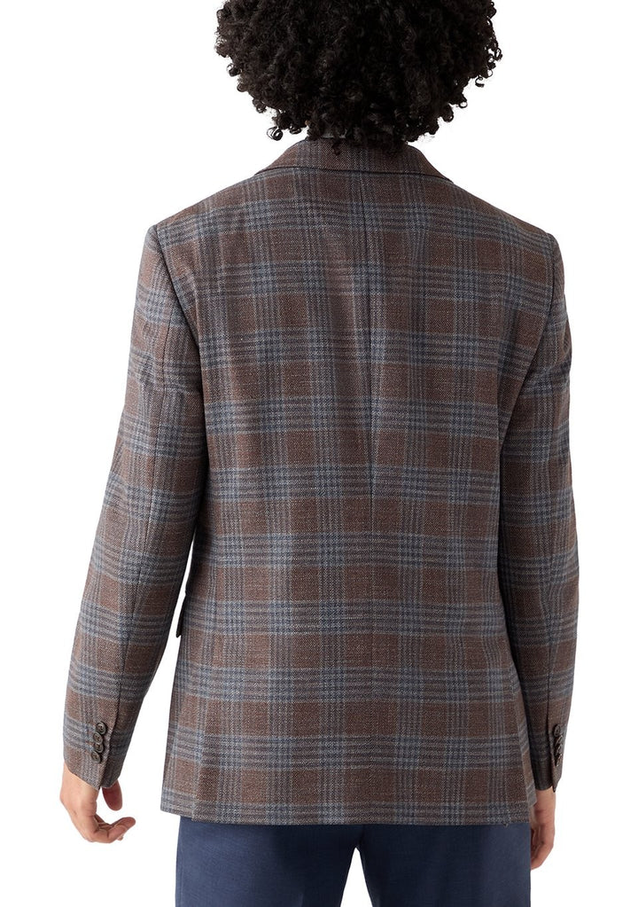 Translation missing: en.Ted Baker Men's Modern-Fit Brown Blue Plaid Sport Coat Stretch Brown Blue-36R