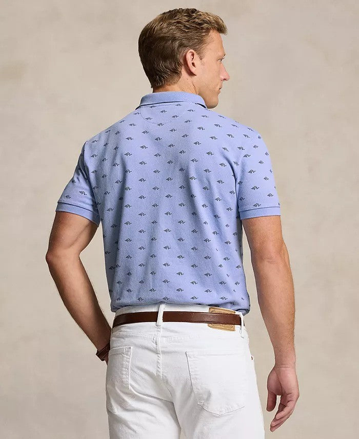 Translation missing: en.Polo Ralph Lauren Polo Shirt Men's Large AOP Blue Classic-Fit Monogram Stretch