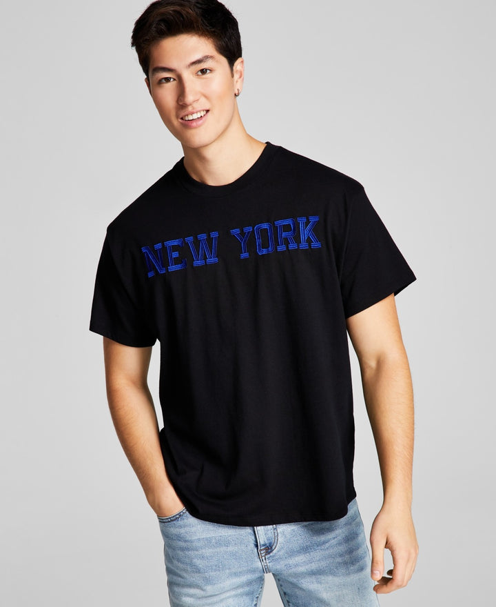 Translation missing: en.And Now This Men's Oversized-Fit Embroidered New York T-Shirt Black-Medium