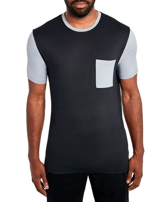 Translation missing: en.Tallia Men's Slim Fit Short Sleeve Stretch Pocket T-Shirt in Black-Small