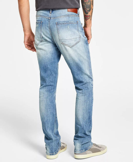Translation missing: en.Heroes Motors Men's Slim-Straight Fit Distressed Jeans in Henderson Blue-32/32