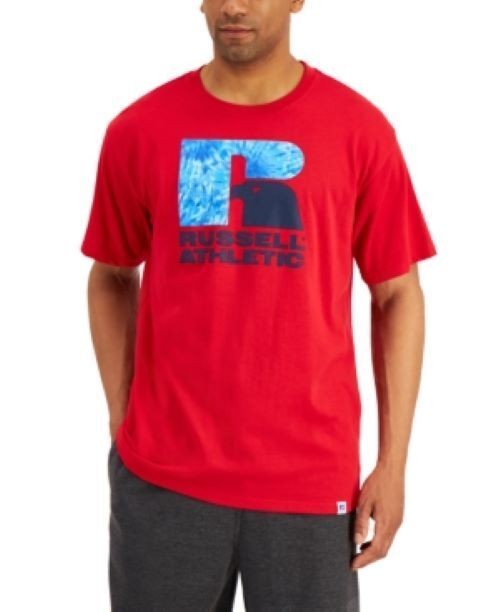 Translation missing: en.Russell Athletic Men's Santiago Logo Graphic T-Shirt in Red Coast-Size 2XL