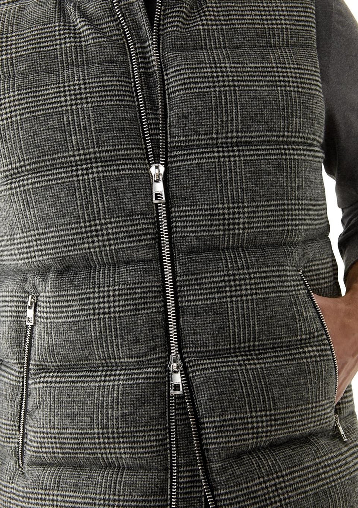 Translation missing: en.Michael Kors Men's Prince of Wales Check Quilted Puffer Vest - Black-Size 2XL