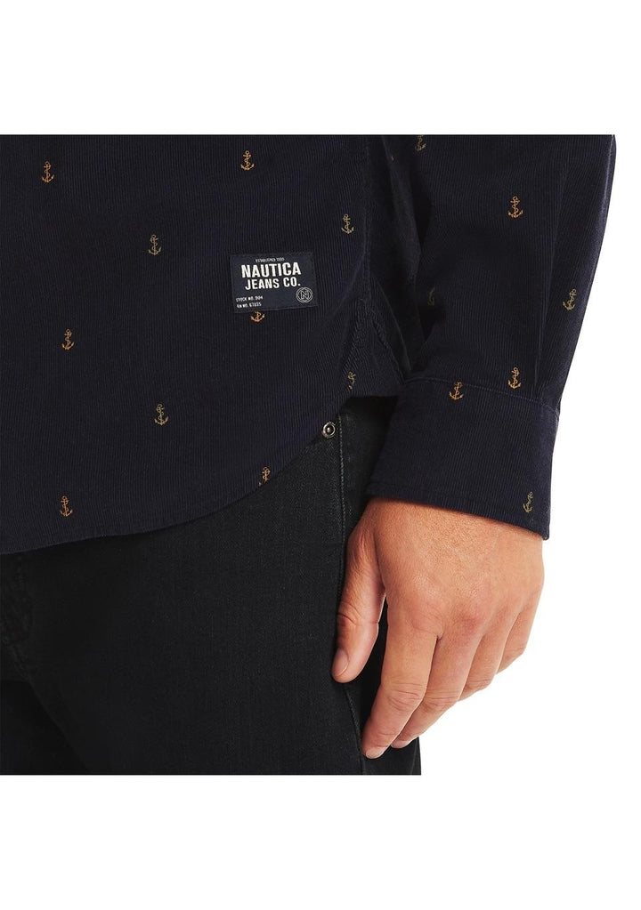 Translation missing: en.Nautica Men's Classic Fit Long Sleeve Corduroy Printed Shirt Navy Seas-Large