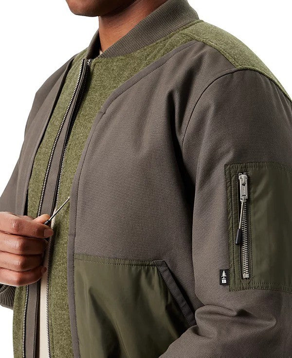 Translation missing: en.Bass Outdoor Bomber Jacket Mens Small Green Hero Mixed Media Zip-Front Bomber