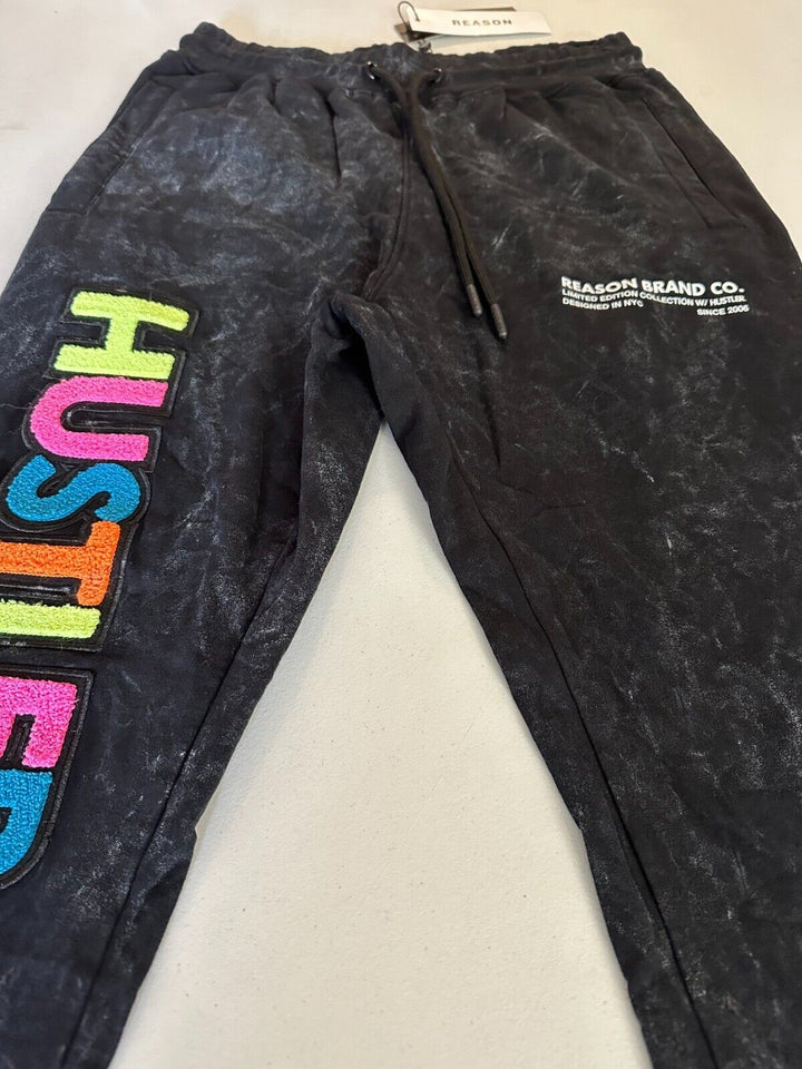 Translation missing: en.Reason Men's Limited Edition Hustler Future Embroided Logo Joggers Black-Small