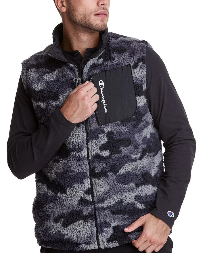Translation missing: en.Champion Men's High Pile Reversible Fleece Vest in Camo Ammo Grey-Size Medium