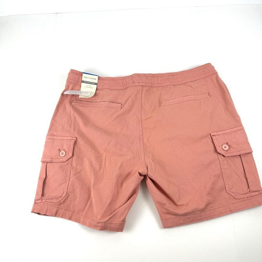 Translation missing: en.Sun + Stone Men's Cotton/Spandex 8" Cargo Shorts in Coral Garden-Size XL