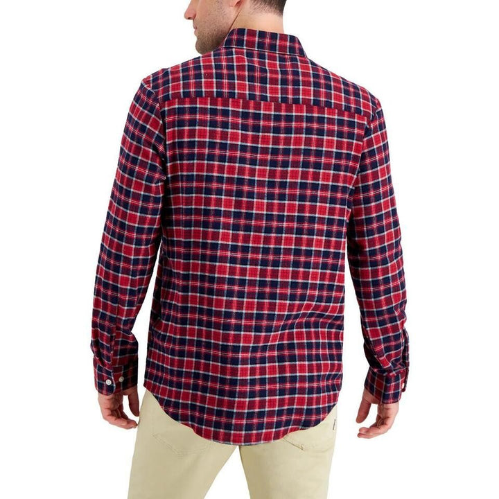Translation missing: en.Club Room Men's Cotton Regular-Fit Plaid Flannel Shirt Navy/Red Check-2XL