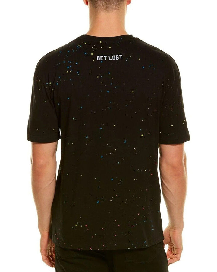 Translation missing: en.elevenparis Men's Get Lost Cotton Splatter Print Graphic Tee Black Multi-Large