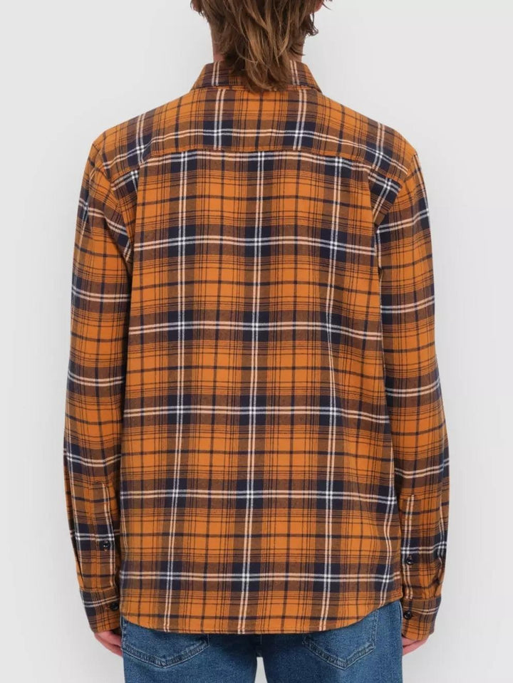 Translation missing: en.Volcom Men's Caden Plaid Classic Fit Flannel Shirt Chestnut Brown, Large