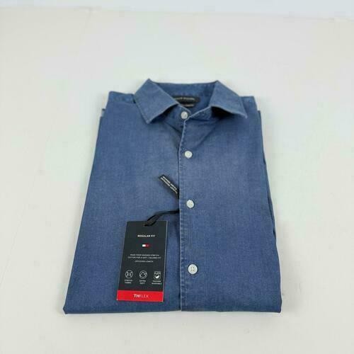 Translation missing: en.Tommy Hilfiger Men's Flex Reg Fit Washed Untucked Dress Shirt Blue-17-17.5 36/37