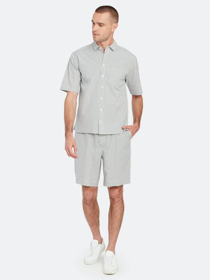 Translation missing: en.ATM Anthony Thomas Melillo Striped Regular Fit Short Sleeve Button-Down Shirt-M