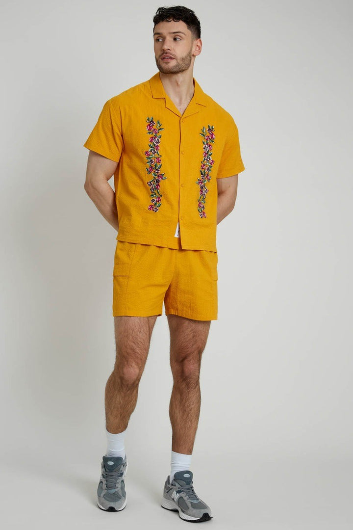 Translation missing: en.Native Youth Men's Vaughn Regular-Fit Seersucker Shorts Orange-30