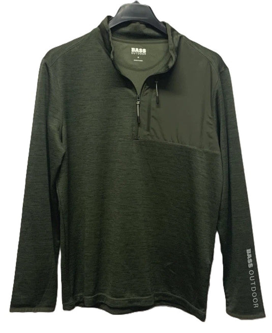 Translation missing: en.Bass Outdoor Men's Quarter-Zip Pullover - Scarab Forest Night Green-Medium