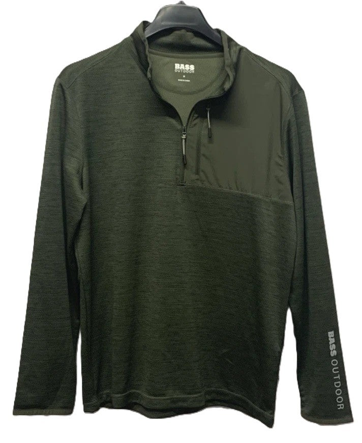 Translation missing: en.Bass Outdoor Men's Quarter-Zip Pullover - Scarab Forest Night Green-Medium
