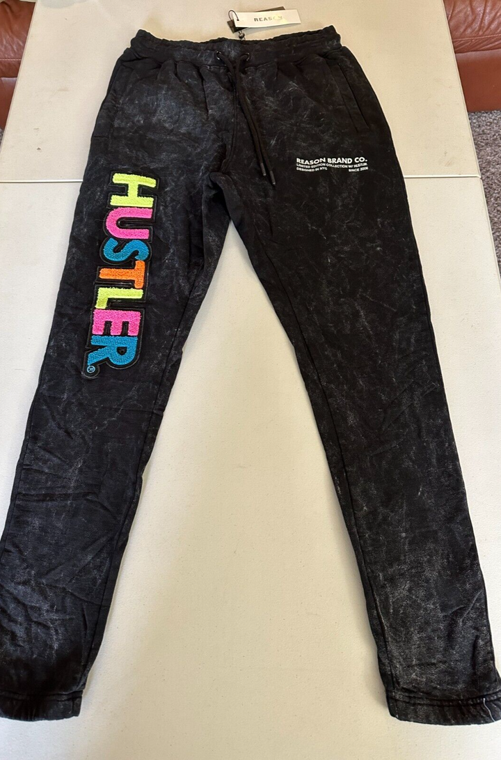 Translation missing: en.Reason Men's Limited Edition Hustler Future Embroided Logo Joggers Black-Small