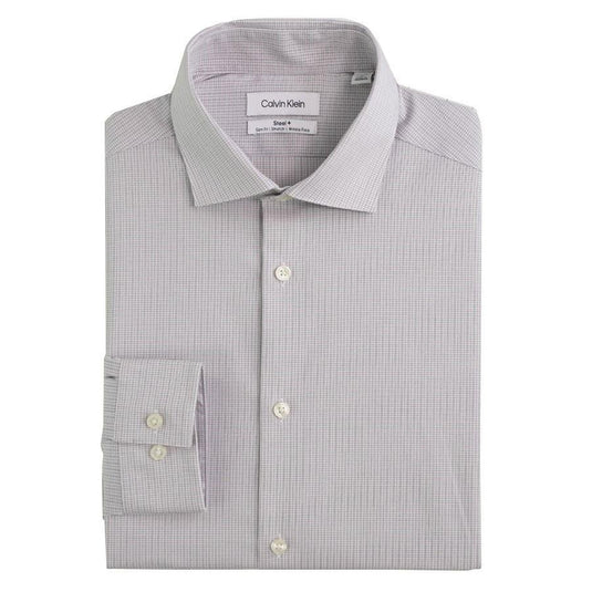 Translation missing: en.Calvin Klein Mens Dress Shirt Steel Stretch Slim Fit Check Pink Multi-15.5 34/35