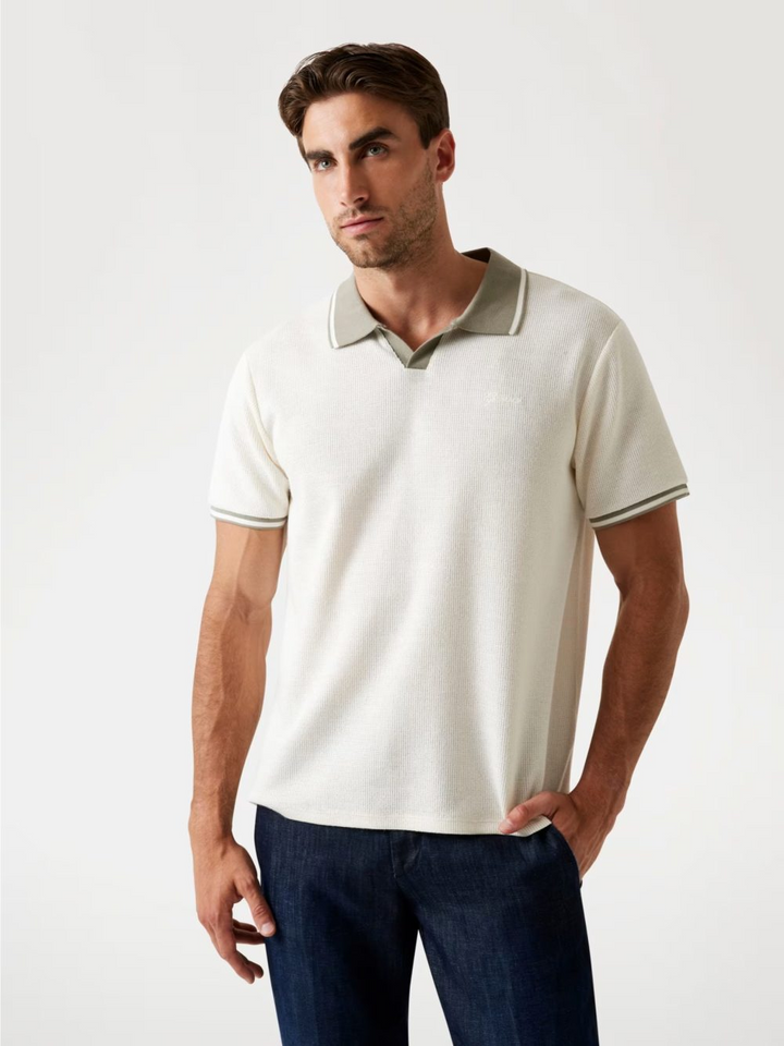 Translation missing: en.Guess Men's Weston Polo Shirt Size XL Dove White Waffle-Knit Tipped Slim Fit