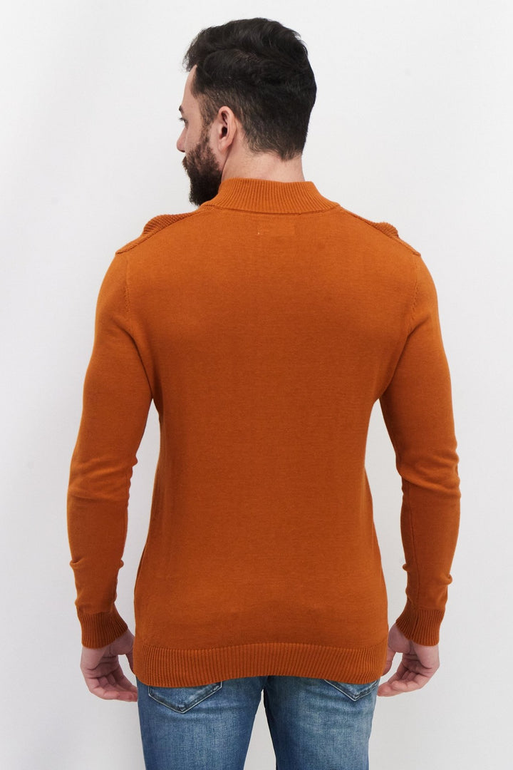 Translation missing: en.Club Room Men's Button Mock Neck Sweater Deep Rust-Large