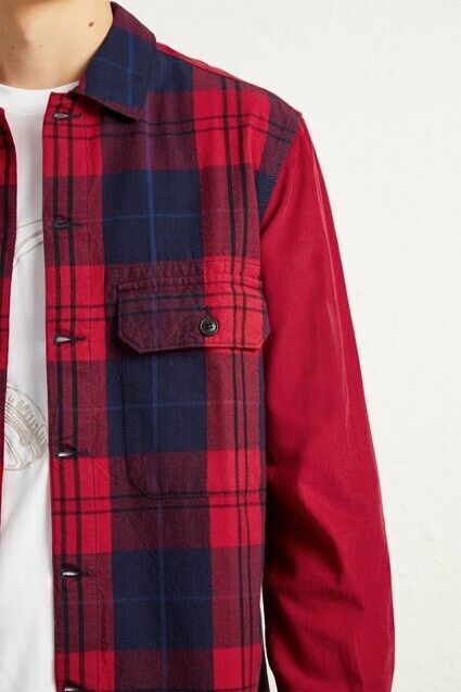 Translation missing: en.French Connection Arusha Flannel Check Shirt Tango Red-Size Medium
