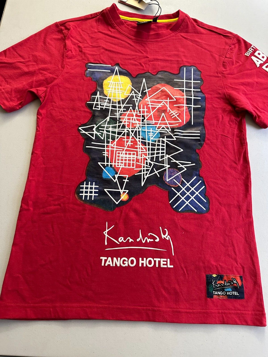Translation missing: en.Tango Hotel Men's Kandinsky Veiled Glow T-Shirt in Red-Size Small