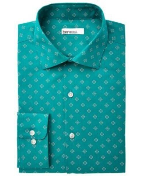 Translation missing: en.Bar III Men's Organic Cotton Slim Fit Medallion Dress Shirt Lt Green-S 14-14.5