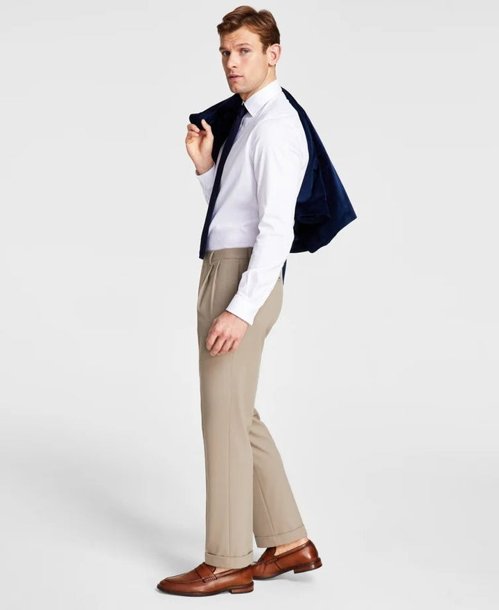 Translation missing: en.Michael Kors Men's Marina Pleated Solid Classic Fit Dress Pants Tan-35x32