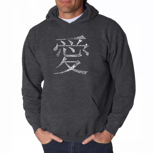 Translation missing: en.La Pop Art Men's Word Art Hoodie the Word Love in 44 Languages Dark Gray-XL