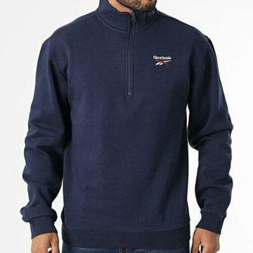Translation missing: en.Reebok Mens Identity Quarter-Zip Fleece Sweatshirt Vector Navy Small Reg-Fit