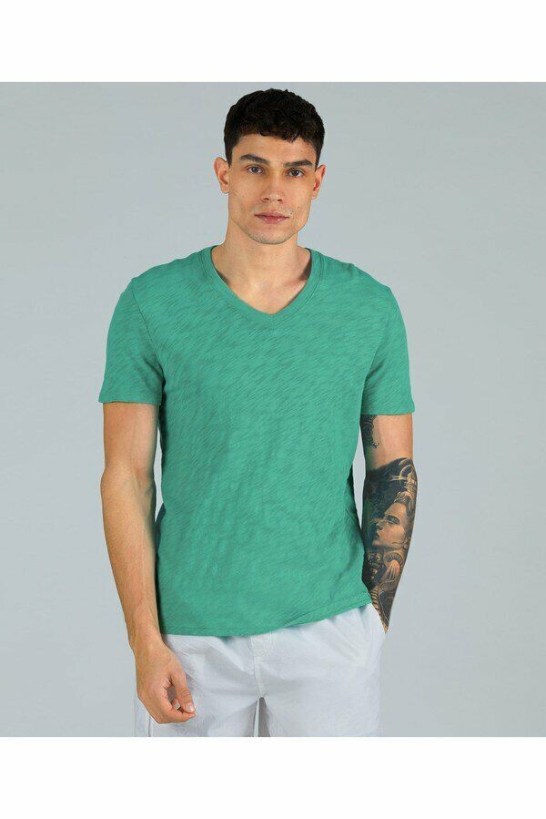 Translation missing: en.Atm Anthony Thomas Melillo Men's Slub Jersey V-Neck Tee in Jade-2XL