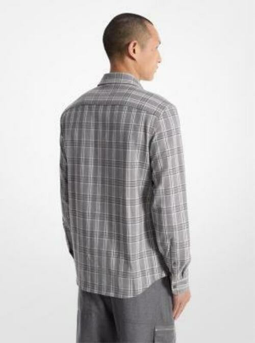 Translation missing: en.Michael Kors Men's Slim-Fit Stretch Prince of Wales Check Shirt Black-2XL