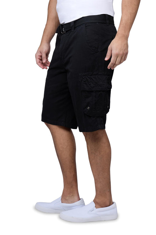 Translation missing: en.RAW X Men's Belted Classic Fit 12.5" Cotton Cargo Shorts Black-Size 38W