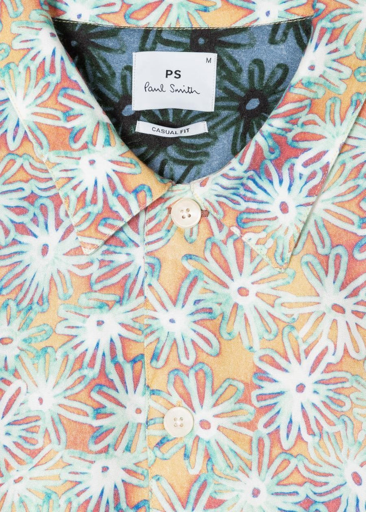 Translation missing: en.Ps Paul Men's Smith Floral Print Regular Fit Camp Shirt Multicolor-Size Large