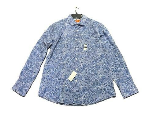Translation missing: en.Tallia Men's Slim-Fit Stretch Paisley Dress Shirt - Blue-16-16.5 32/33