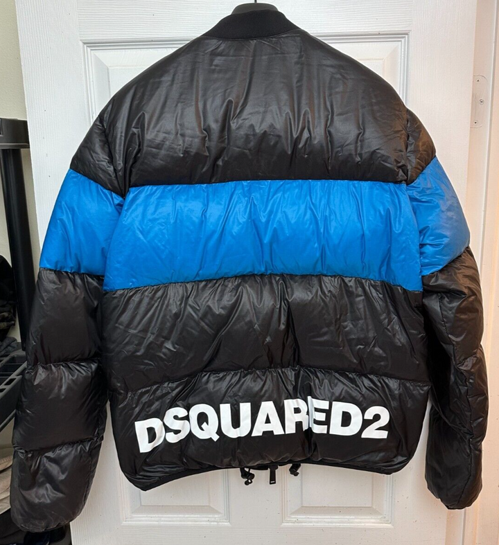 Translation missing: en.DSQUARED2 Men's Down Color-block Puffer Jacket in Black/Blue_Size EU 50 US L 40