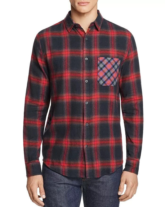 Translation missing: en.Sovereign Code Men's Local Legend Mixed-Print Flannel Reg-Fit Shirt Black/Red-M