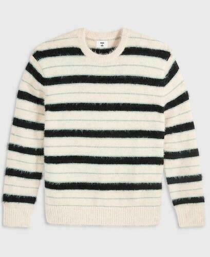 Translation missing: en.Mode of One Sweater Dark Ecru Men's Long-Sleeve Eyelash Stripe Relax Fit-Large